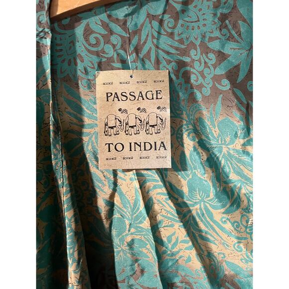 Passage to India Crop Top Wrap Bell Sleeve Boho Floral - Picture 8 of 9